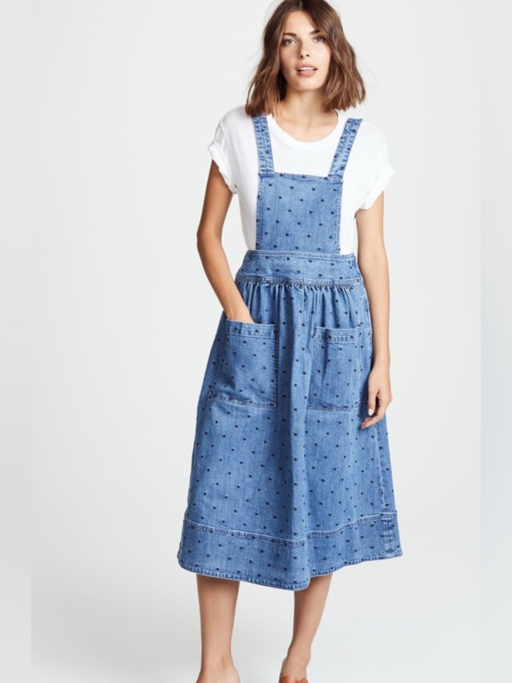 Ulla Johnson Johanna Indigo Pinafore Polka Dot Midi Size 2 NWT